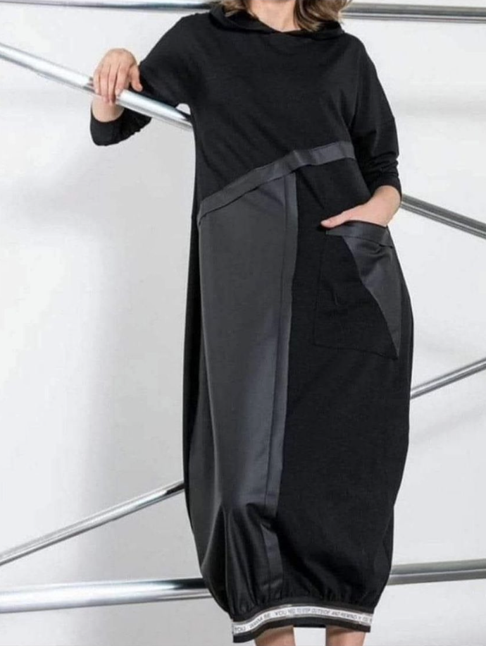 Screenshot 2025-09-13 at 1.38.24 AM Suede dress with leather hood - Image 1