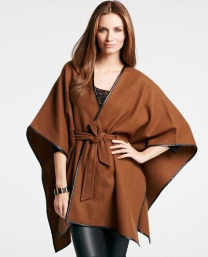 Suede Poncho with Belt