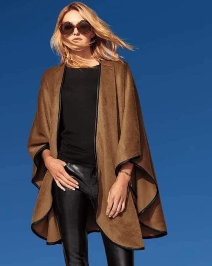 Suede and leather poncho - One size